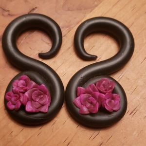 0 Gauge 8mm earring plugs handmade clay